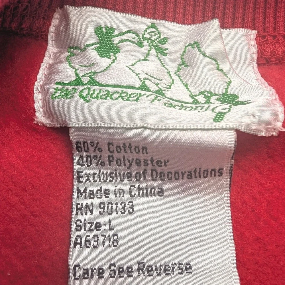 The Quacker Factory Sweatshirt Women Large Red Embroidered Stars Rhinestone - Picture 8 of 9